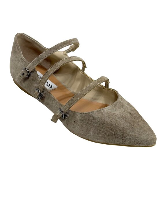 Steve Madden Shoes - STEVE MADDEN Edggy Shoes Beige Suede Strappy Flats Women’s Size  7.5